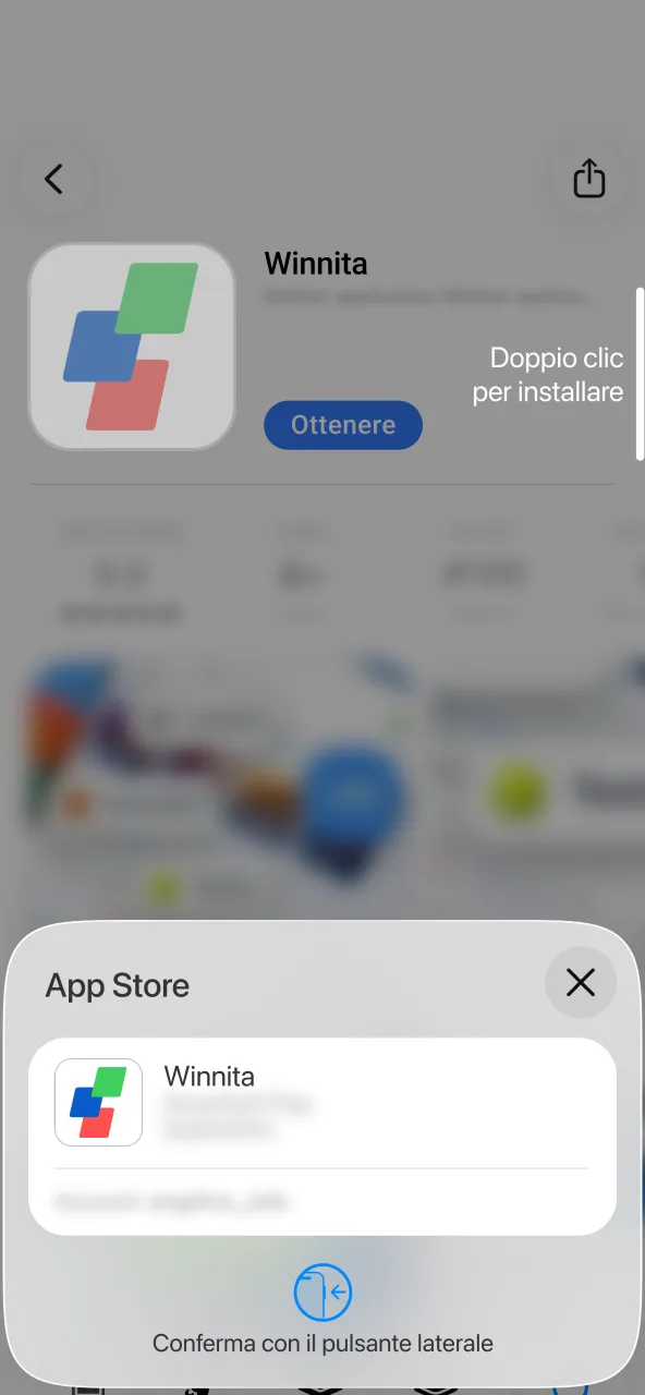 Winnita tocca ottieni e scarica app con autenticazione.
