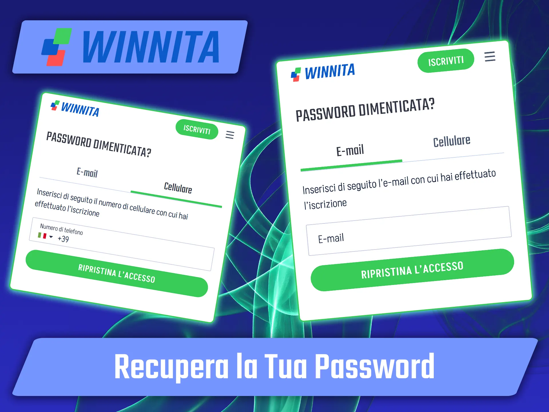 Segui la procedura di ripristino per impostare una nuova chiave d'accesso su Winnita.