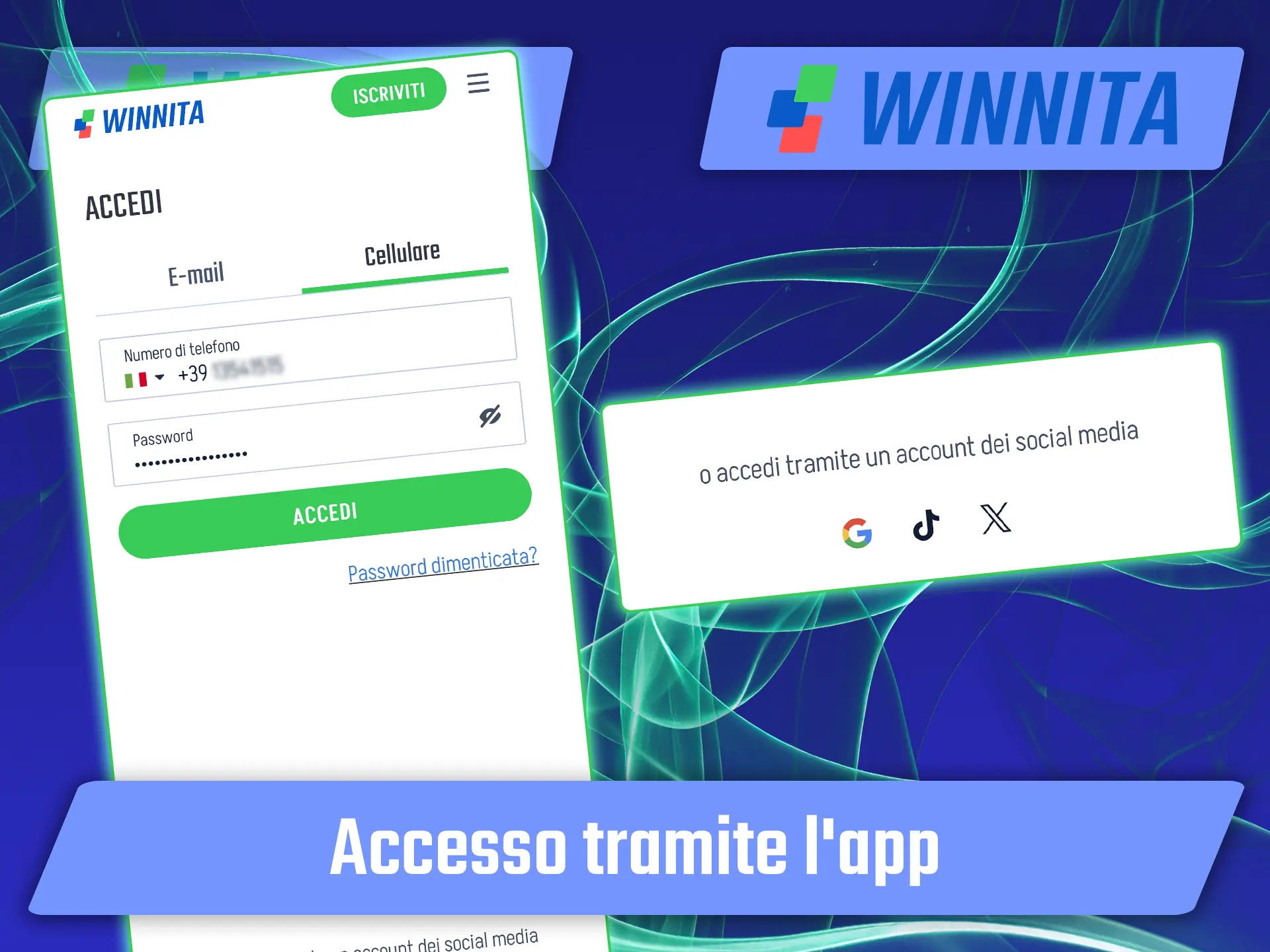 Accedi al tuo account in modo rapido dall'applicazione ufficiale di Winnita.