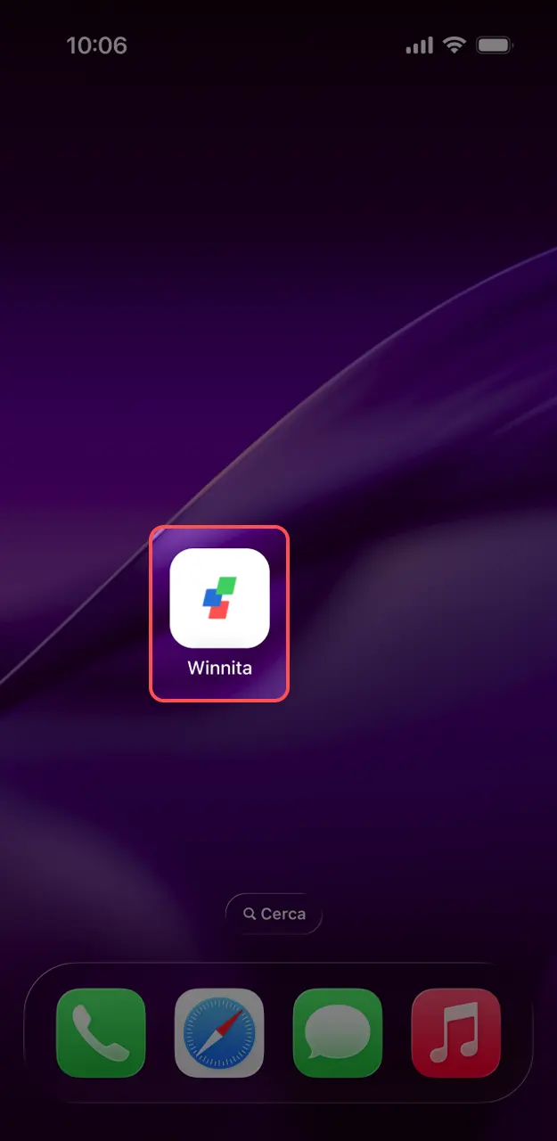 Avvia l'app Winnita sul tuo dispositivo mobile.