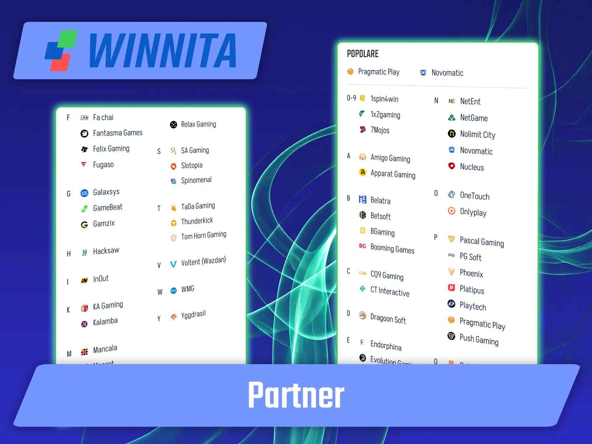 Scopri l'elenco dei migliori fornitori di giochi presenti su Winnita.