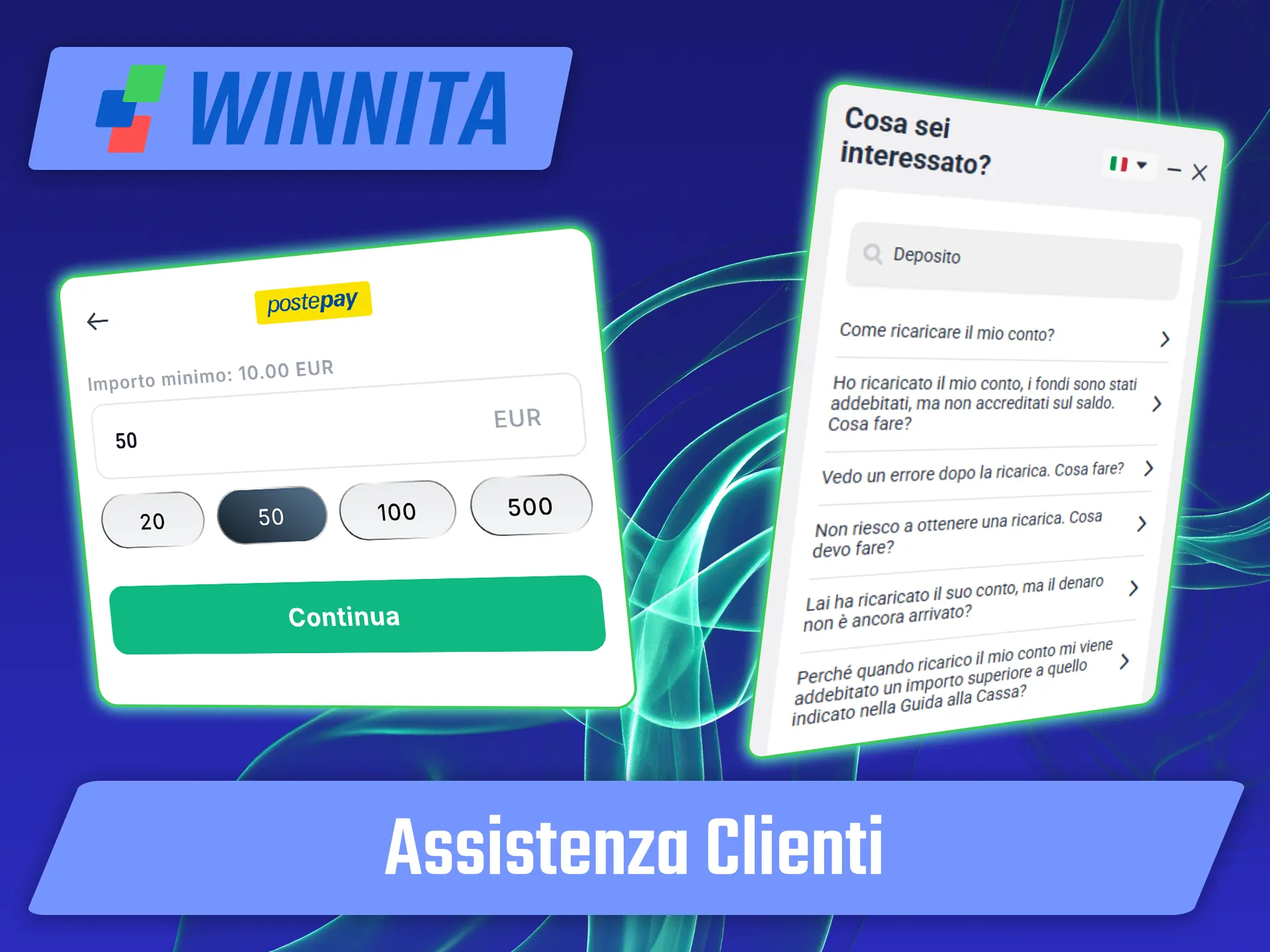 Contatta il supporto tecnico per ricevere aiuto con i tuoi pagamenti su Winnita.