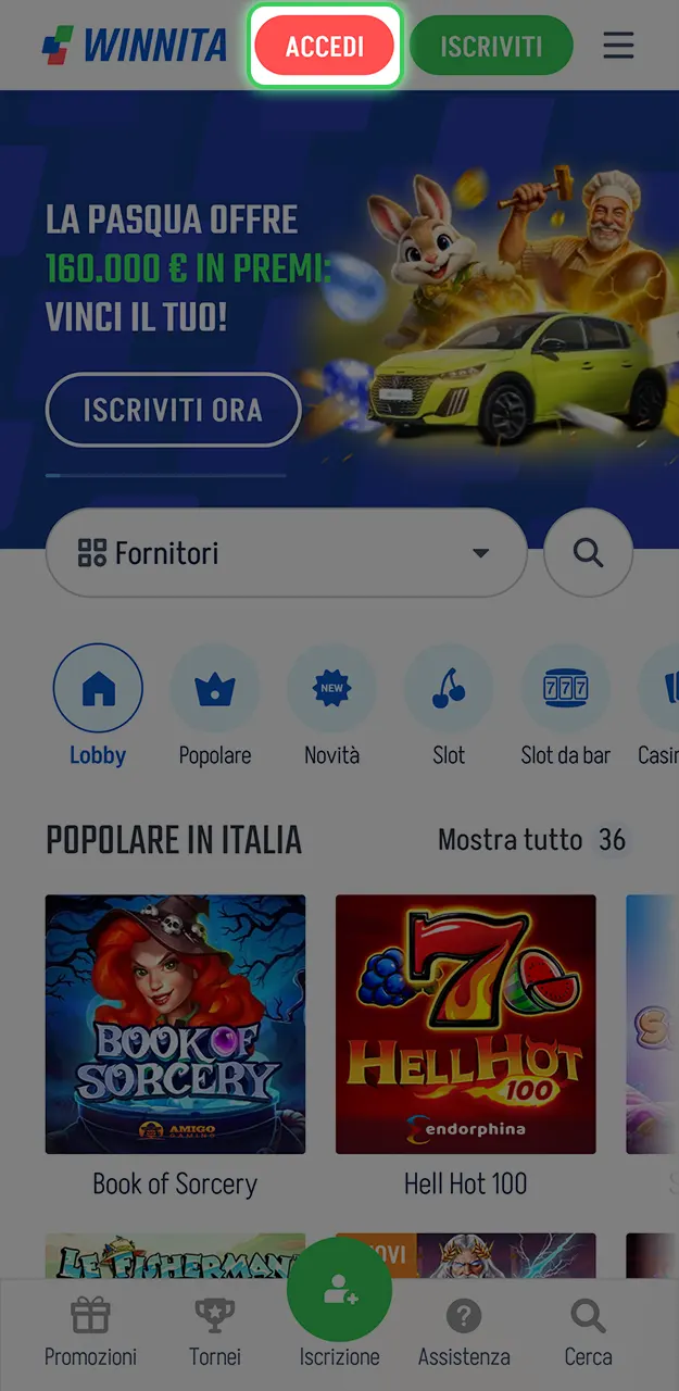 Accedi al tuo account personale e preleva denaro da Winnita.