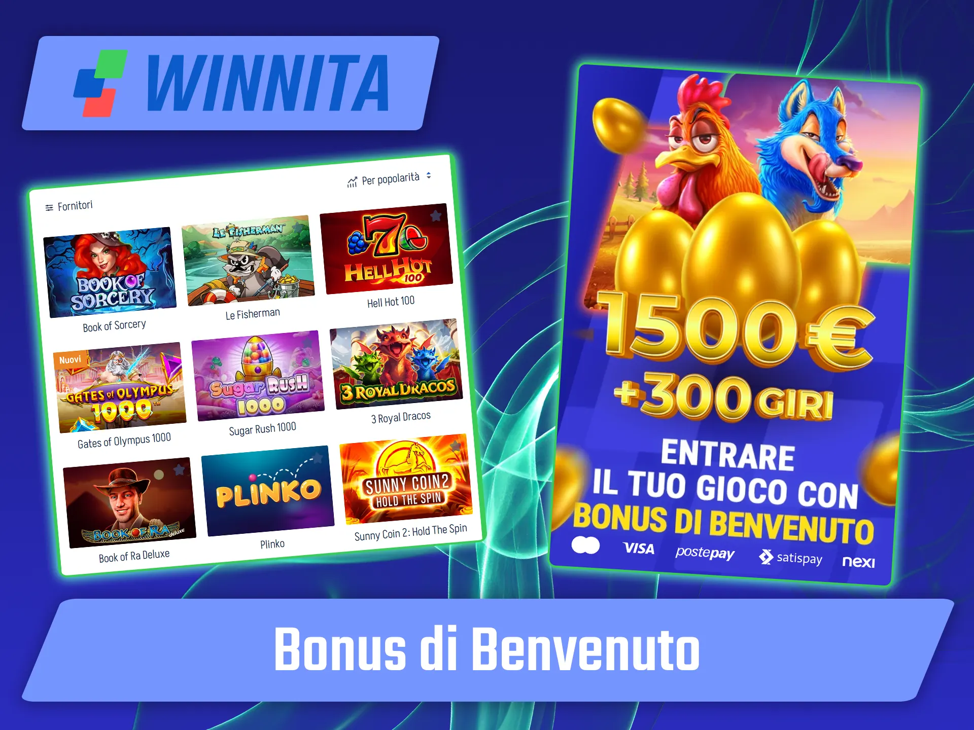 Ricarica il tuo conto e ricevi un generoso bonus di benvenuto per le slot su Winnita.