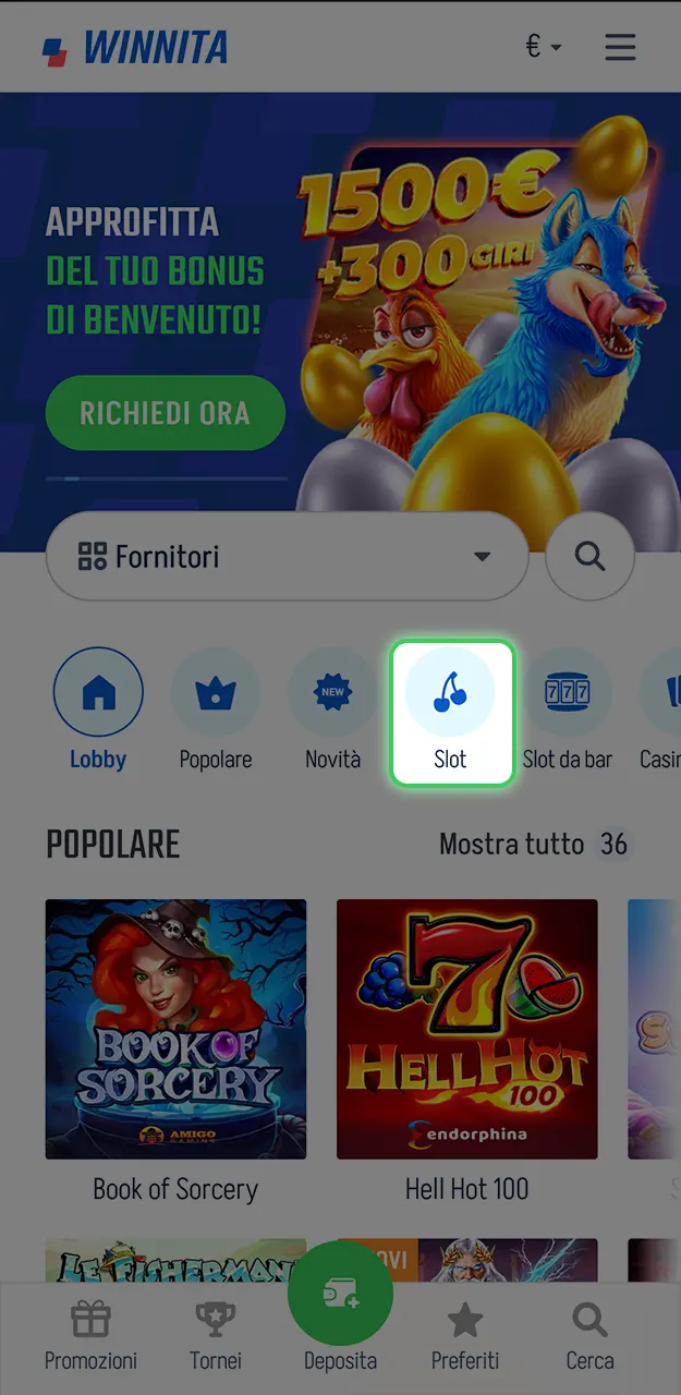 Sfoglia il catalogo completo dei giochi disponibili su Winnita.